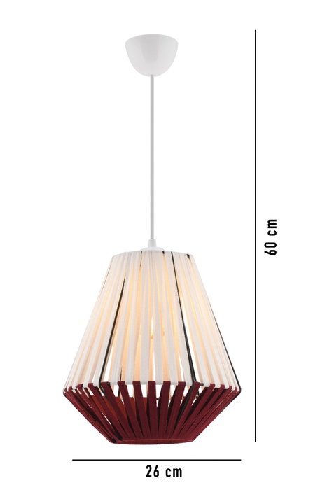 Opviq Lámpara de Araña de Cuerpo Metálico con Tapa de Macramé Blanco y Rojo Opviq Lámpara de Araña de Cuerpo Metálico con Tapa de Macramé Blanco y Rojo